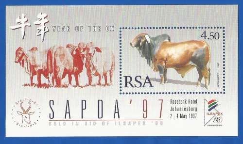 RSA-1997-MNH-M/S-SACC1019-SAPDA-Thematic-Fauna-Bull
