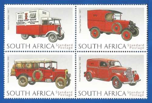 RSA-1999-MNH-SACC1183-1186-Block-125th Anniversary of UPU -Thematic-Transport-Vehicle