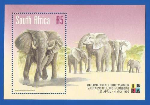 RSA-1999-MNH-M\S-SACC1194-International World Stamp Exhibition -Thematic-Fauna-Elephants