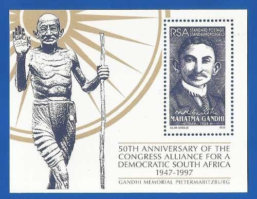 RSA-1997-MNH-M/S-SACC1032-50th Anniversary of the congress Alliance-Thematic-Famous Person-Gandhi
