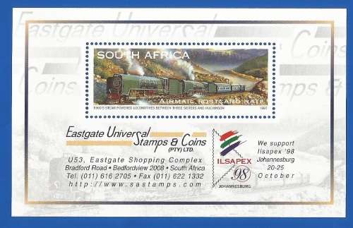 RSA-1997-MNH-M/S-SACC1069-Eastgate Universal stamps and coins-Thematic-Transport-Train