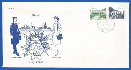 RSA-SA Navy-1983-FDC-Cover No5-SWANS-No1785/2000-Signed-Thematic-Buildings-Navy