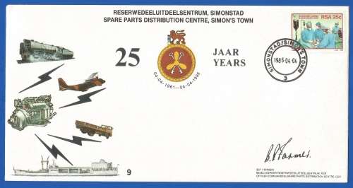 RSA-SA Navy-1986-FDC-CoverNo9-No256/5000-Spare Parts Distribution Centre-Signed-Thematic-Symbol-Navy