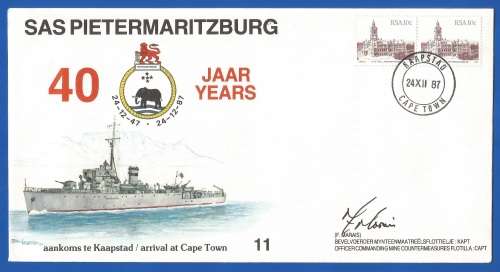 RSA-SA Navy-1987-FDC-Cover No11-No 0405/5000-SAS Pietermaritzburg-Signed-Thematic-Buildings-Navy