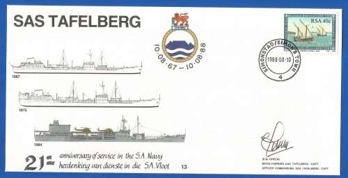 RSA-SA Navy-1988-FDC-Cover No13-No 819/5000-SAS Tafelberg-Signed-Thematic-Boat-Navy