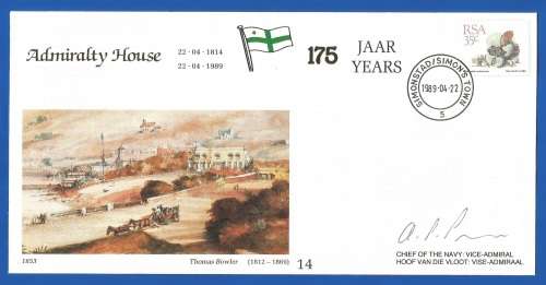 RSA-SA Navy-1989-FDC-Cover No14-No 1607/6000-Admiralty House-Signed-Thematic-Flora-Navy