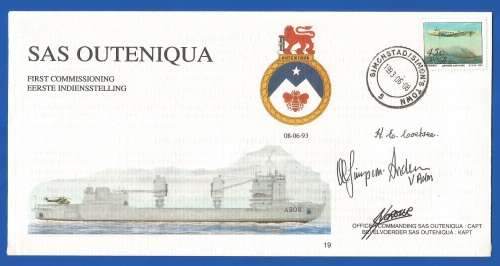 RSA-SA Navy-1993-FDC-Cover No19-No 641-SAS Outeniqua-Signed-Thematic-Plane-Navy