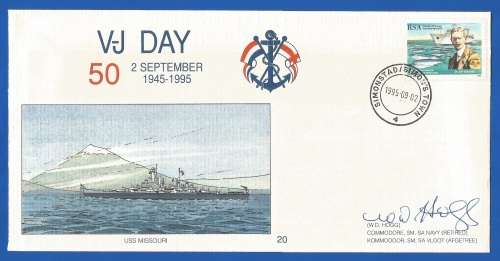 RSA-SA Navy-1995-FDC-Cover No 20-No 362/2500-V-J Day-Signed-Thematic-Famous Person-Navy