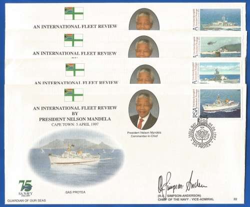 RSA-1997-FDC-22-No0559/2069/1966/1956/3000-An International Fleet Review by President Nelson Mandela