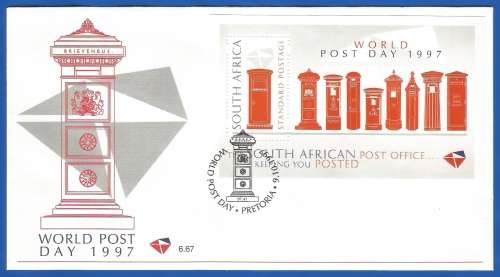 RSA-1997-FDC-Cover-M/S-SACC1068-NO-6.67-World Post Day 1997-Thematic-Post Box