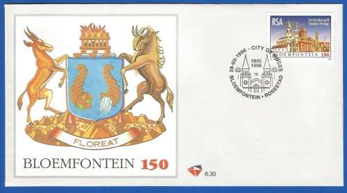 RSA-1996-FDC-Cover-SACC940-NO-6.30-Bloemfontein 150th Anniversary-Thematic-Building