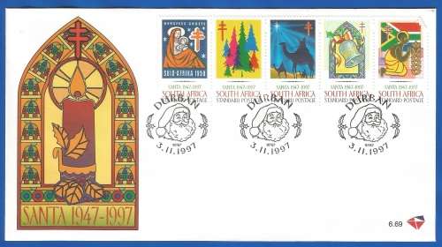RSA-1997-FDC-SACC1075-1079-NO-6.69-SANTA Anniversary of Christmas Stamps-Thematic-Christmas