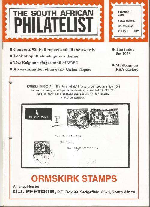 The South African Philatelist Magazine-Feb-1999-Vol 75.1- Pg1-36(Magazine was folded in Half)