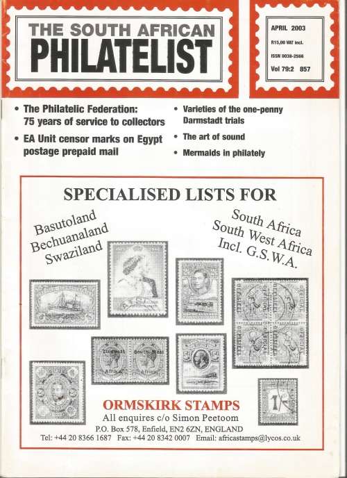 The South African Philatelist Magazine-April-2003-Vol 79.2- Pg29-60(Magazine was folded in Half)