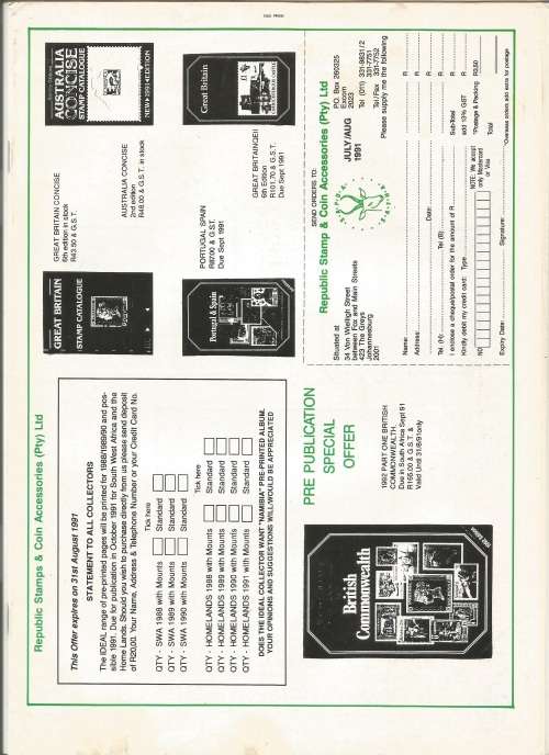 The South African Philatelist Magazine-July/August-1991-Vol 67 No4-Pg101-136(Folded in Half)