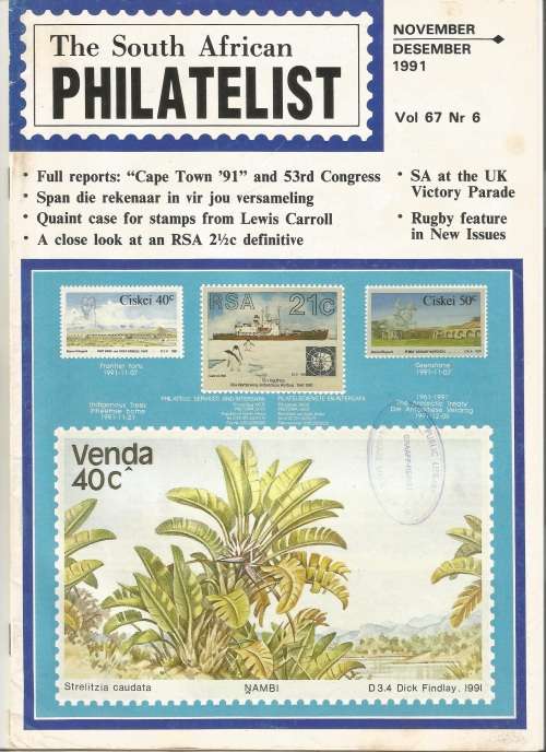 The South African Philatelist Magazine-Nov/Dec-1991-Vol67 No6-Pg169-200(Magazine was folded in Half)