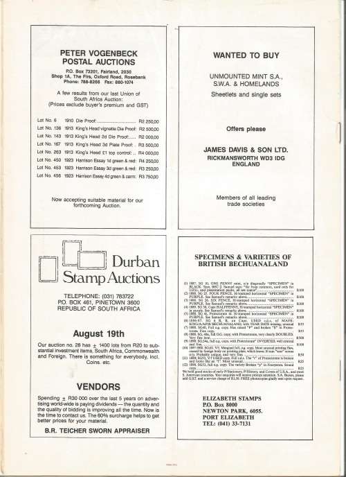 The SA Philatelist Magazine-July-1989-Vol 65 No7- Pg165-188(Magazine was folded in half)
