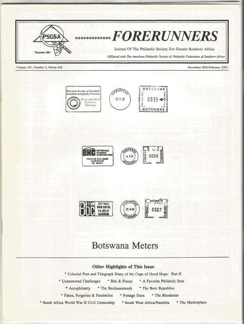 PSGSA- Forerunners Magazine-Nov 2001/Feb 2002-Volume XV- No2-Pg43-78