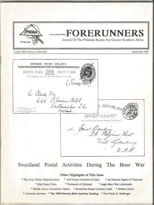 PSGSA- Forerunners Magazine-July/October 1994-Volume VIII- No2-Pg72-125