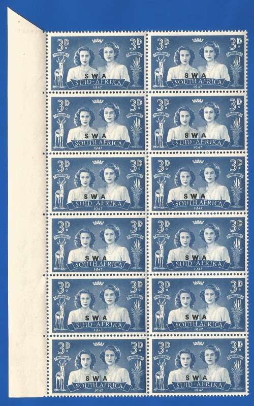 SWA SACC164 Royal visit -MNH-1947-3d-Thematic-Royal Family-Queen-Shift of overprint
