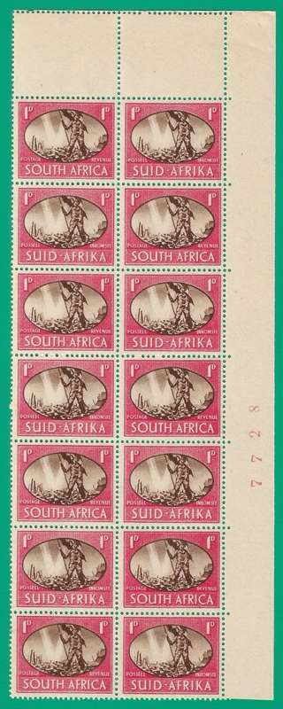 Union of South Africa SACC107 Victory Variety Va, Vc, Sheet Number - MNH- Thematic- Symbol- Scenery