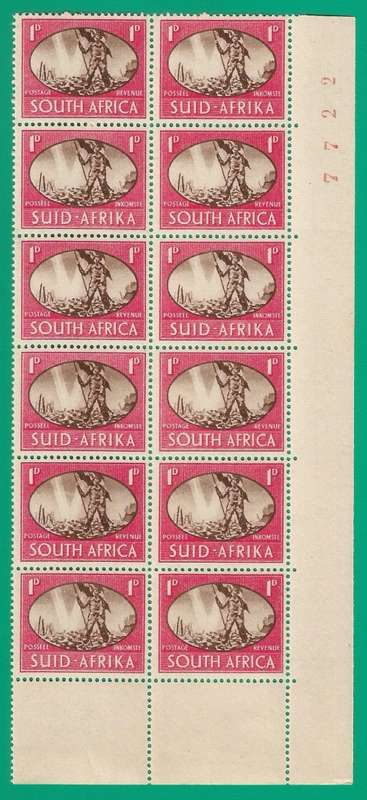 Union of South Africa SACC107 Victory Sheet Number - MNH- Thematic- Symbol- Scenery