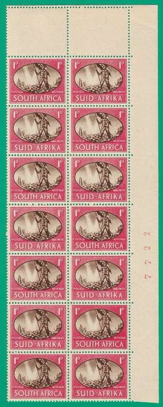 Union of South Africa SACC107 Victory Variety Va, Vc, Sheet Number - MNH- Thematic- Symbol- Scenery