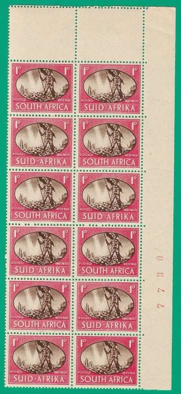 Union of South Africa SACC107 Victory Variety Va, Vc, Sheet Number - MNH- Thematic- Symbol- Scenery
