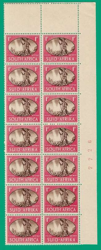 Union of South Africa SACC107 Victory Variety Va, Vc, Sheet Number - MNH- Thematic- Symbol- Scenery