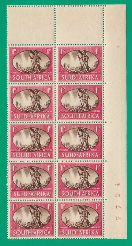 Union of South Africa SACC107 Victory Variety Va, Vc, Sheet Number - MNH- Thematic- Symbol- Scenery