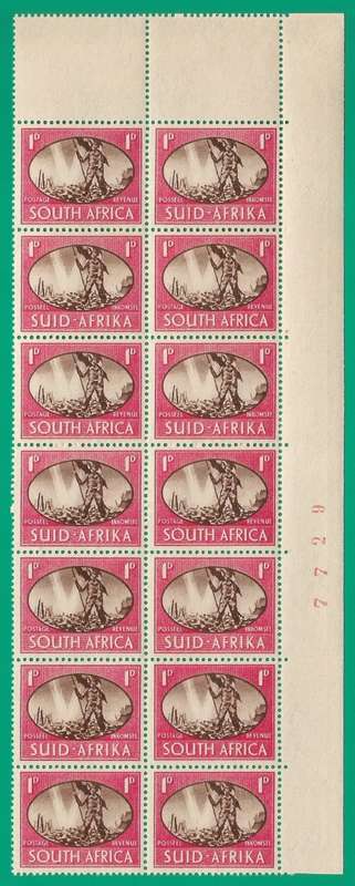 Union of South Africa SACC107 Victory Variety Va, Vc, Sheet Number - MNH- Thematic- Symbol- Scenery
