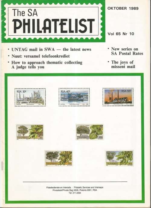 The SA Philatelist Magazine-Oct-1989-Vol 65 No10- Pg241-264(Magazine was folded in Half)
