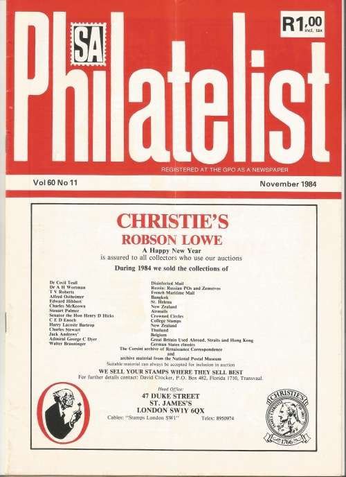 SA Philatelist Magazine-Nov-1984-Vol 60 No11- Pg305-334(Magazine was folded in half)