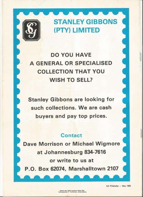 SA Philatelist Magazine-May-1985-Vol 61 No5- Pg109-132(Magazine was Folded in Half)