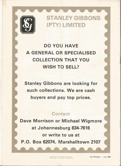 SA Philatelist Magazine-July-1985-Vol 61 No7- Pg161-184(Magazine was Folded in Half)