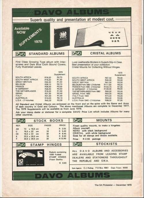 SA Philatelist Magazine-Dec-1979-Vol 58 No12- Pg309-336(Magazine was Folded in Half)