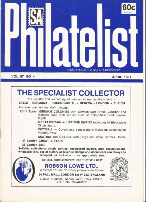 SA Philatelist Magazine-April-1981-Vol 57 No4-Pg105-132(Magazine was Folded in Half)