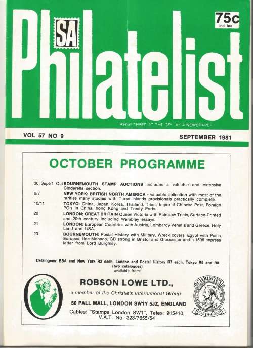 SA Philatelist Magazine-Sept-1981-Vol 57 No9-Pg273-312(Magazine was Folded in Half)
