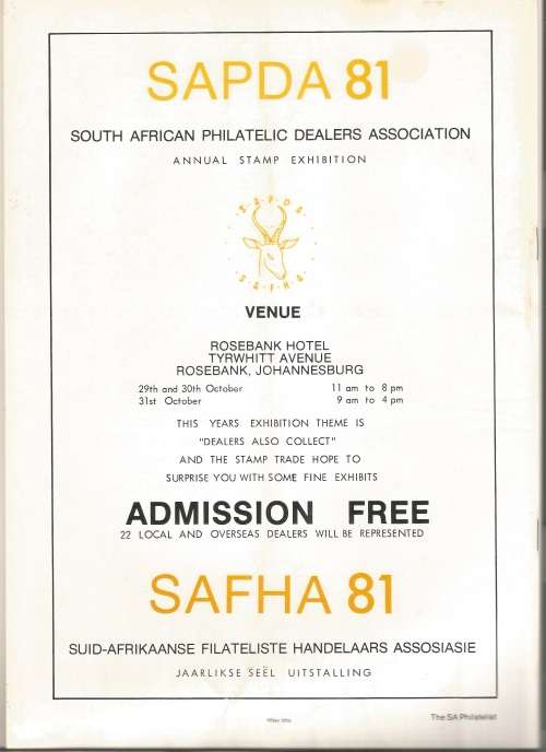 SA Philatelist Magazine-Oct-1981-Vol 57 No10-Pg313-354(Magazine was Folded in Half)