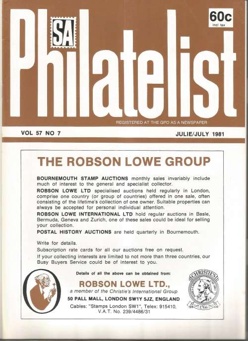 SA Philatelist Magazine-July-1981-Vol 57 No7-Pg205-236(Magazine was Folded in Half)
