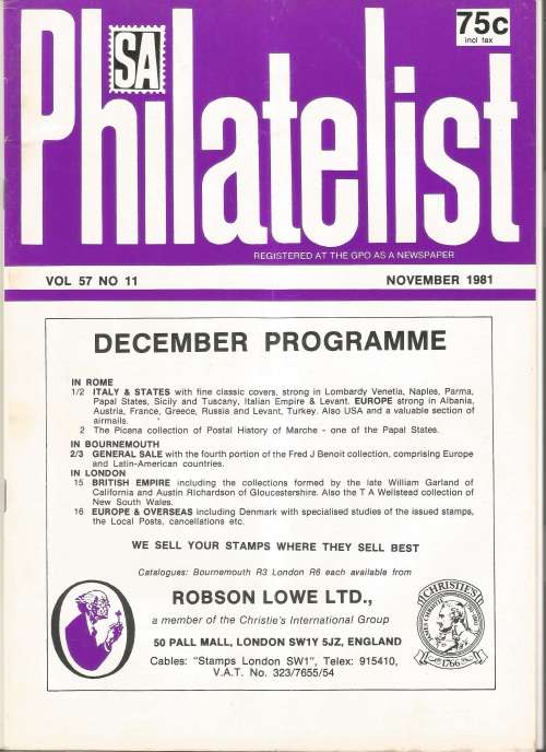 SA Philatelist Magazine-Nov-1981-Vol 57 No11-Pg355-394 (Magazine was Folded in Half)
