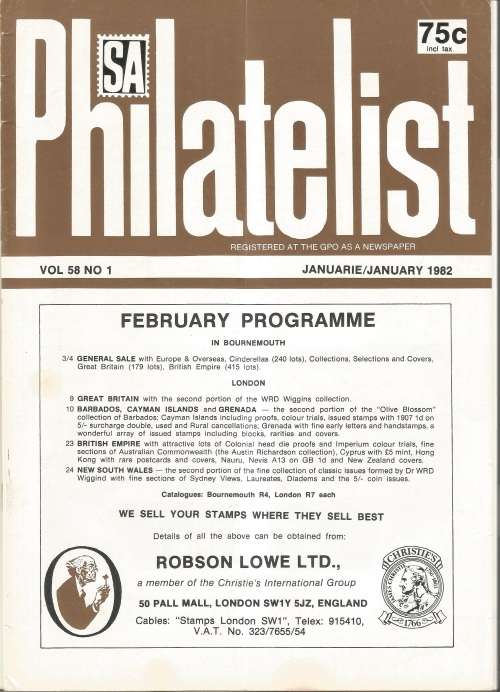 SA Philatelist Magazine-Jan-1982-Vol 58 No1-Pg1-36(Magazine was Folded in Half)