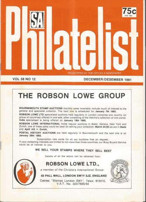SA Philatelist Magazine-Dec-1981-Vol 58 No12-Pg395-430(Magazine was Folded in Half)
