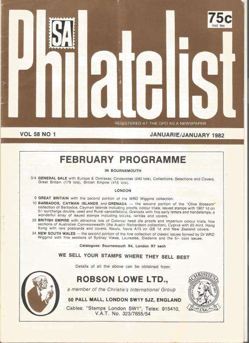 SA Philatelist Magazine-Jan-1982-Vol 58 No1-Pg1-36(Magazine was Folded in Half)