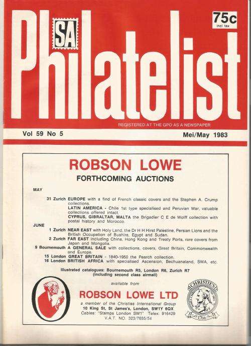 SA Philatelist Magazine-May-1983-Vol 59 No5-Pg117-148(Magazine was Folded in Half)