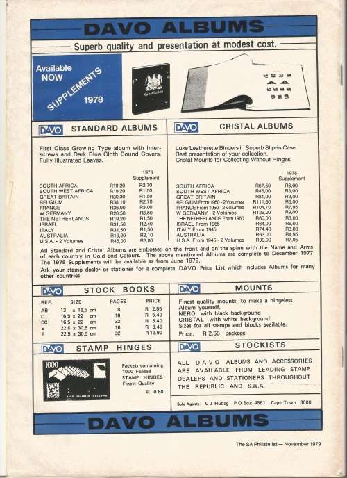 SA Philatelist Magazine-Nov-1979-Vol 55 No11-Pg281-308(Magazine was Folded in Half)