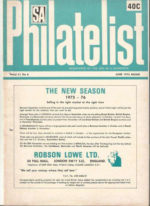 SA Philatelist Magazine-June-1975-Vol 51 No6-Pg137-160(Magazine was Folded in Half)