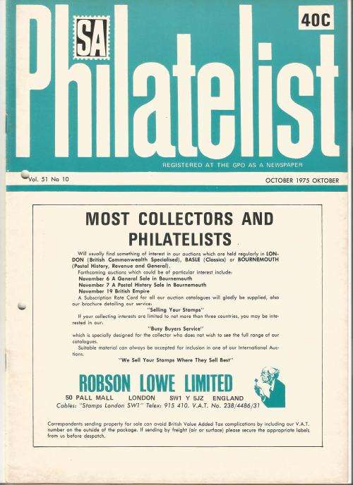 SA Philatelist Magazine-Oct-1975-Vol 51 No10-Pg237-264(Magazine was Folded in Half)