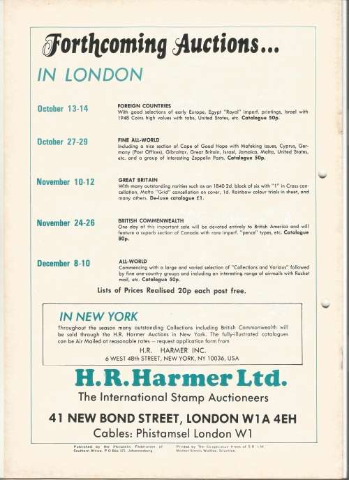 SA Philatelist Magazine-Oct-1975-Vol 51 No10-Pg237-264(Magazine was Folded in Half)
