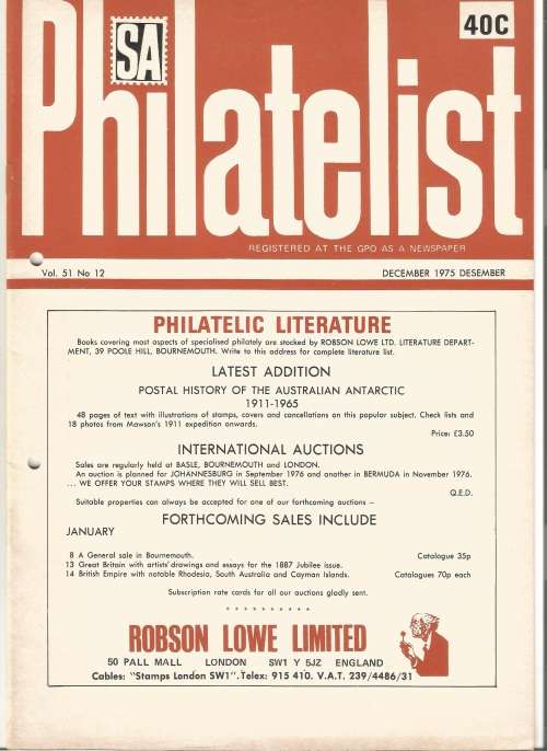 SA Philatelist Magazine-December-1975-Vol 51 No12-Pg297-320(Magazine was Folded in Half)